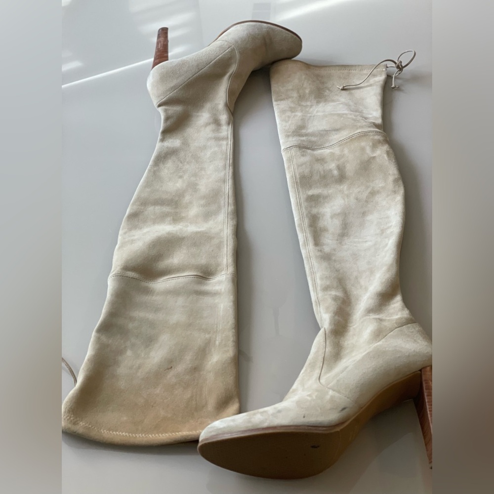 Stuart Weitzman Highland over the knee Boot buff suede size 11.5